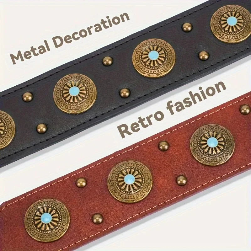 Dog collar retro design leather dog collar for medium large dogs pet High-end retro Leather necklace French Bulldog collar