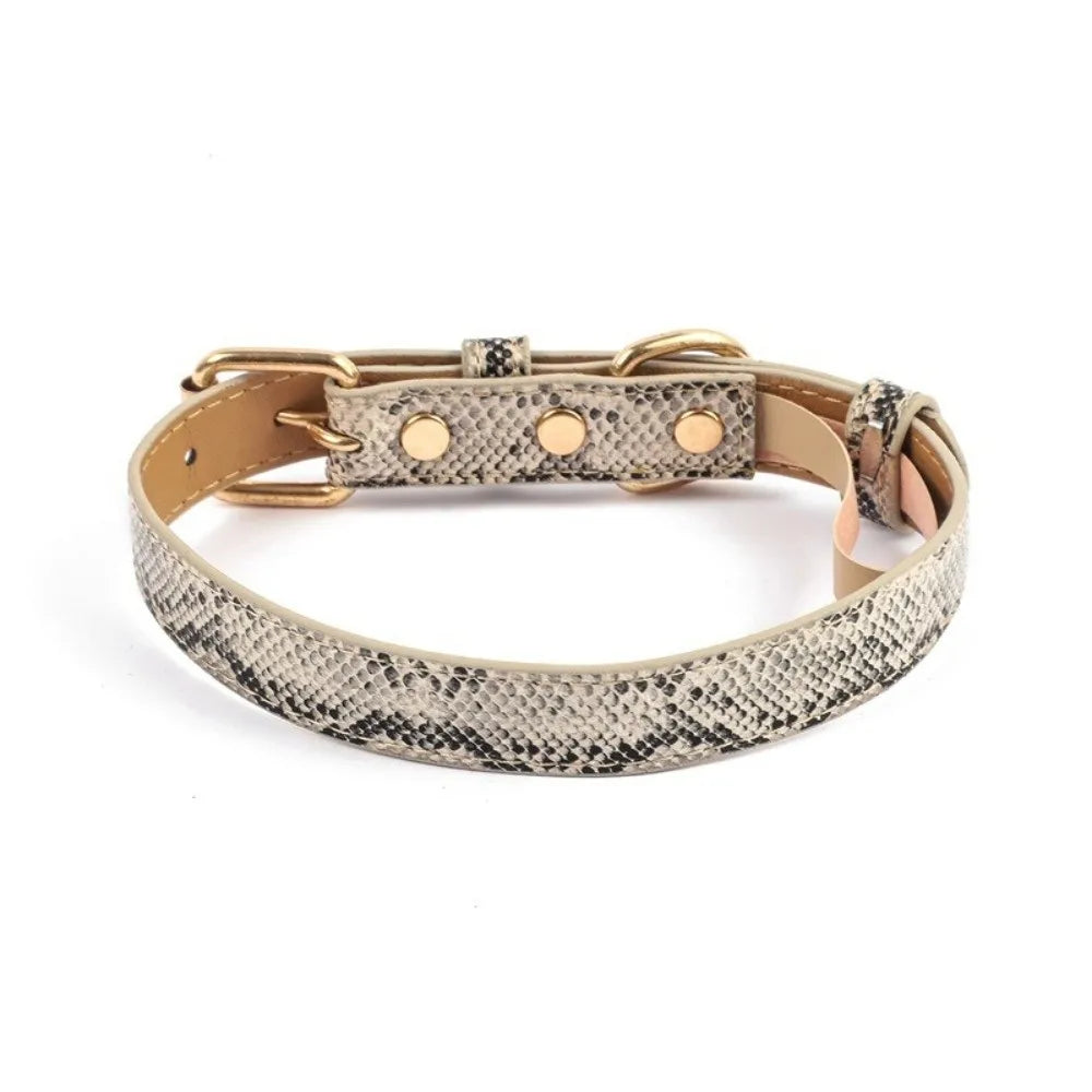 Durable Leopard Print Dog Collar Pet Walking PU Leather Leopard Dog Collar Wear Resistant Pet Collar Small Medium Dogs