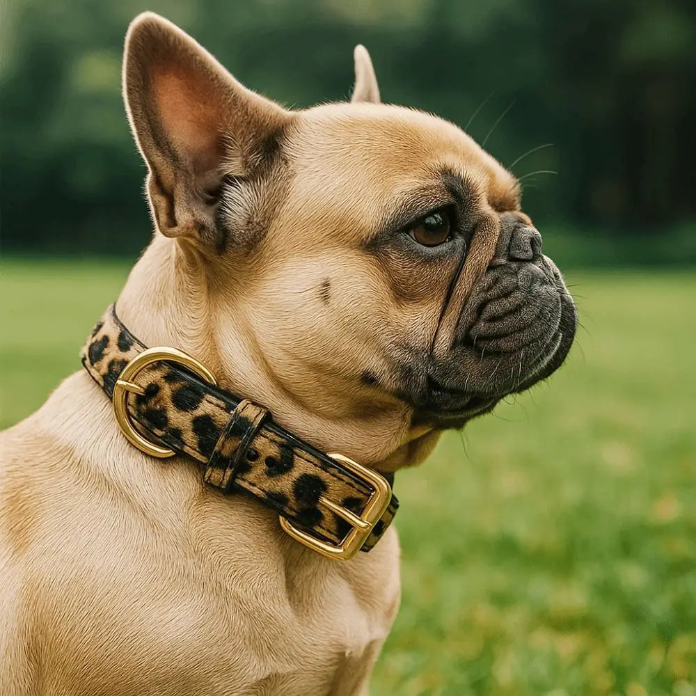Durable Leopard Print Dog Collar Pet Walking PU Leather Leopard Dog Collar Wear Resistant Pet Collar Small Medium Dogs