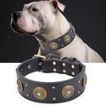 Dog collar retro design leather dog collar for medium large dogs pet High-end retro Leather necklace French Bulldog collar