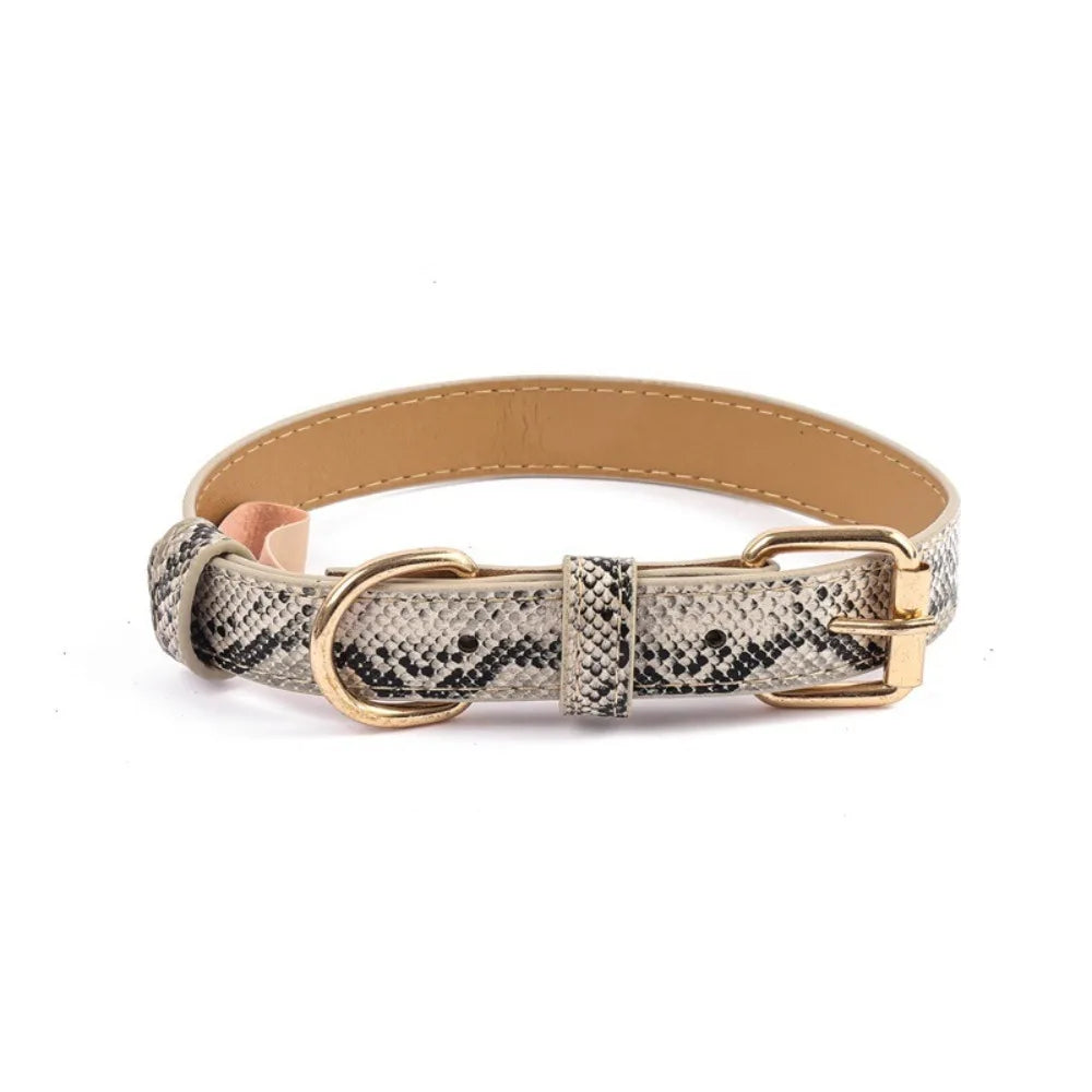 Durable Leopard Print Dog Collar Pet Walking PU Leather Leopard Dog Collar Wear Resistant Pet Collar Small Medium Dogs