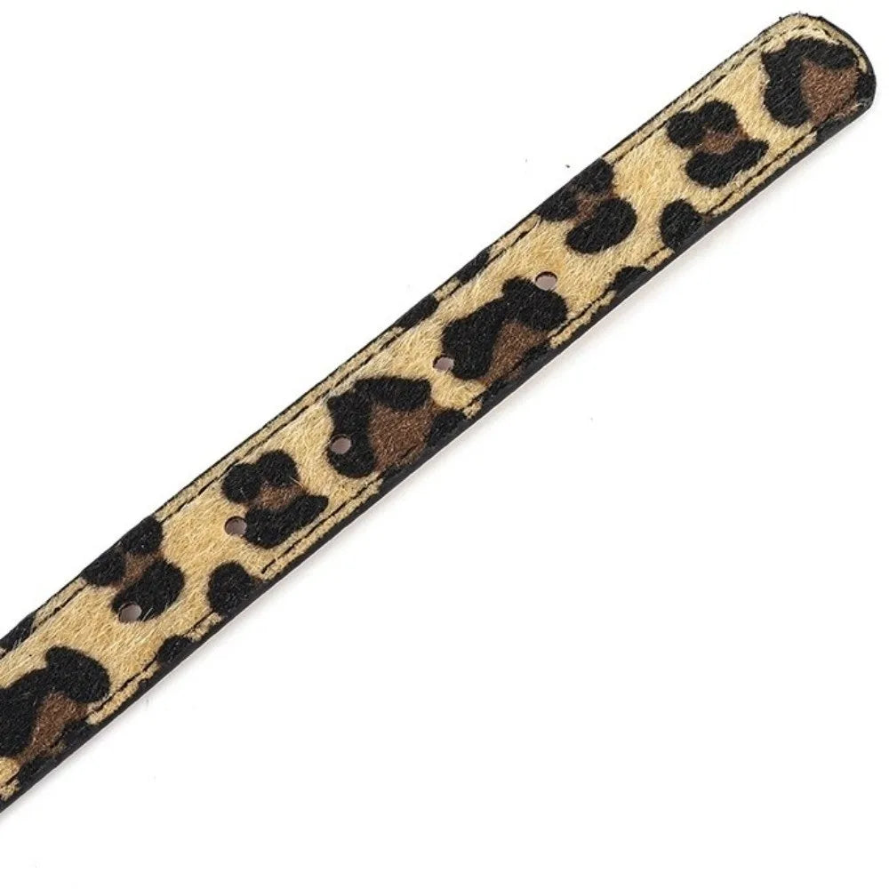Durable Leopard Print Dog Collar Pet Walking PU Leather Leopard Dog Collar Wear Resistant Pet Collar Small Medium Dogs