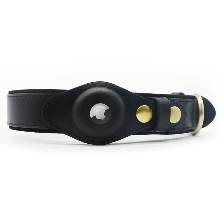 Genuine Leather Collar for Cats Pet Wear-resistant Small Dog Leash for Airtag Holder Storage Anti-loss Dog Collar Puppy Supplies