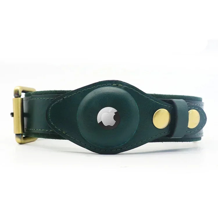 Genuine Leather Collar for Cats Pet Wear-resistant Small Dog Leash for Airtag Holder Storage Anti-loss Dog Collar Puppy Supplies
